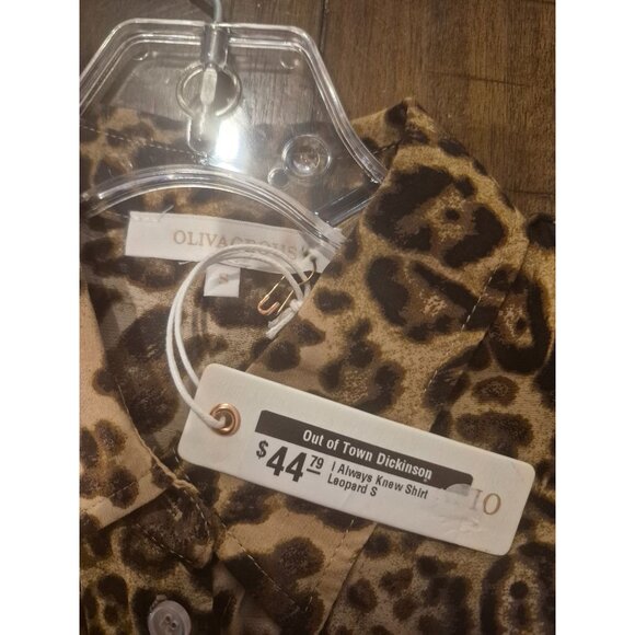 Olivaceous Leopard Print Button-Up Shirt S - Picture 5 of 5